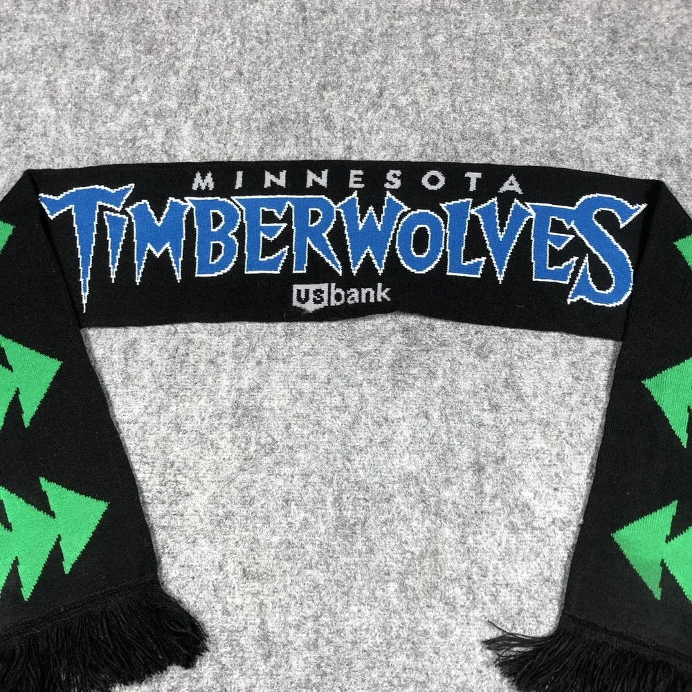 Minnesota Timberwolves Scarf Mens One Size Black NBA Basketball Knit Winter